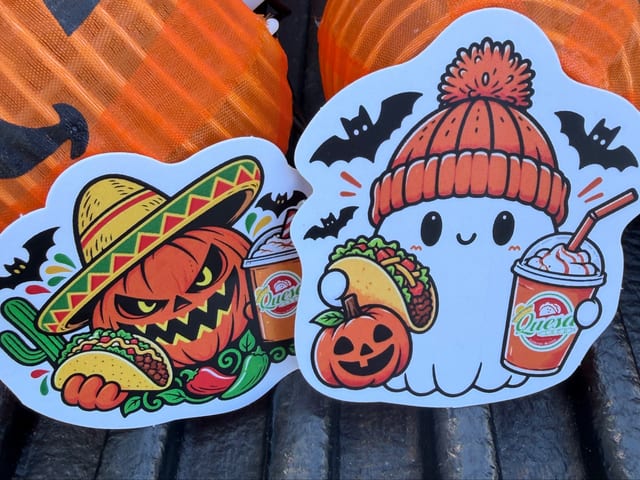 Quesa Loco Halloween Sticker.
